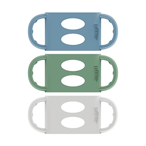 Dr. Brown’s Milestones 100% Silicone Baby Bottle Handles, Wide - Neck, 3 Pack, 4m+ (Light Blue, Green, Gray) - Kidsy