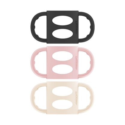 Dr. Brown's Narrow Baby Bottle Handles, 100% Silicone, Easy Grip 3 - Pack, 4m+(Black/Ecru/Pink) - Kidsy