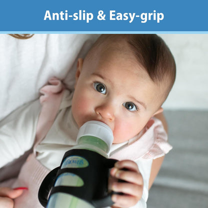 Dr. Brown's Narrow Baby Bottle Handles, 100% Silicone, Easy Grip 3 - Pack, 4m+(Black/Ecru/Pink) - Kidsy