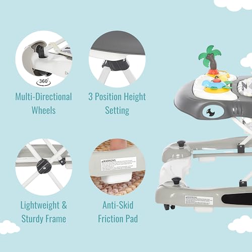Dream on Me 2 - in - 1 Aloha Fun Baby Walker (Grey) - Kidsy