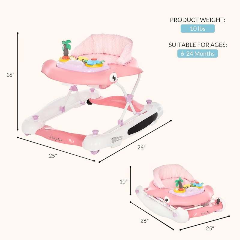 Dream on Me 2 - in - 1 Aloha Fun Baby Walker (Pink) - Kidsy