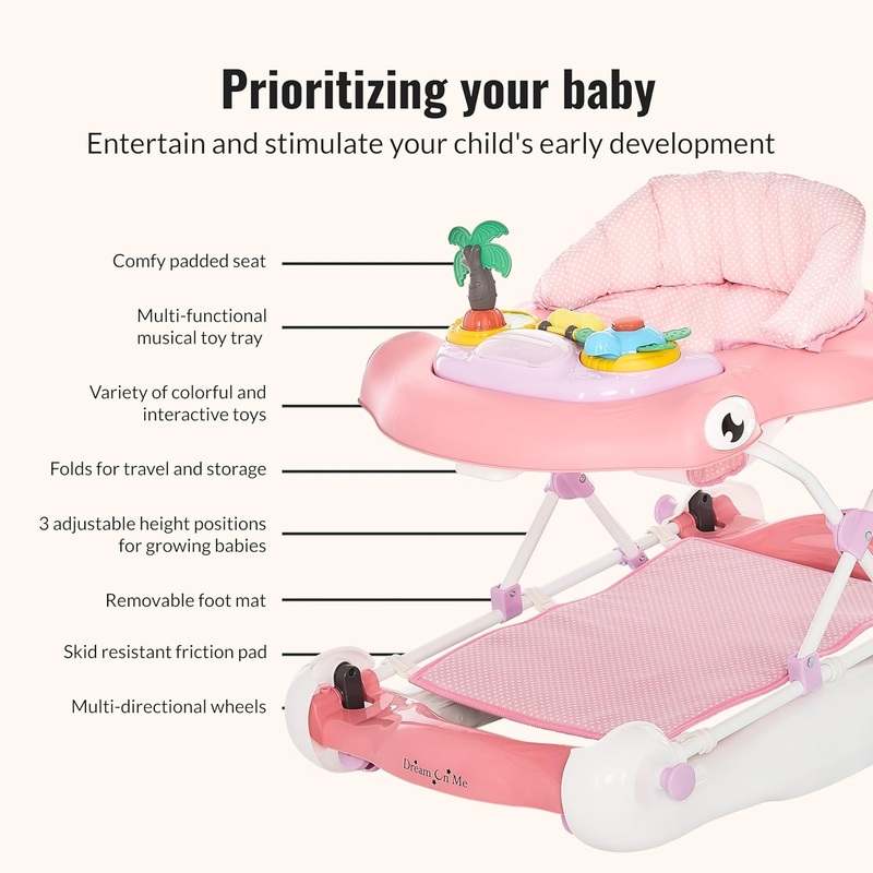 Dream on Me 2 - in - 1 Aloha Fun Baby Walker (Pink) - Kidsy
