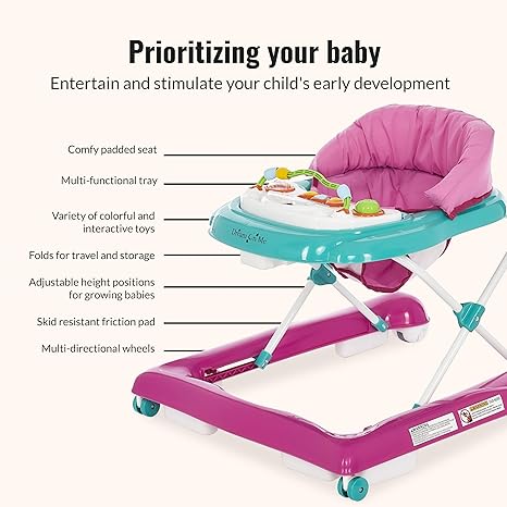 Dream On Me 2 - in - 1 Ava Baby Walker (Teal Pink) - Kidsy