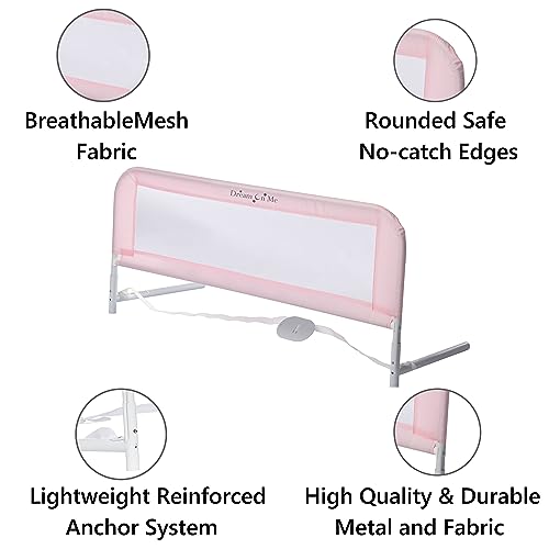 Dream On Me Adjustable Mesh Bed Rail (Pink) - Kidsy