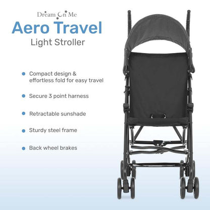 Dream On Me Aero Lightweight Umbrella Stroller (Black) - Kidsy