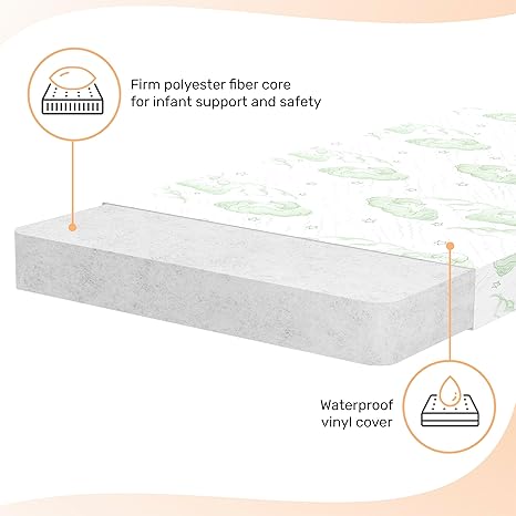 Dream On Me Aster 3" Fiber Mini Crib Mattress (Green Vinyl) - Kidsy