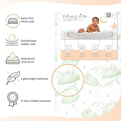 Dream On Me Aster 3" Fiber Mini Crib Mattress (Green Vinyl) - Kidsy