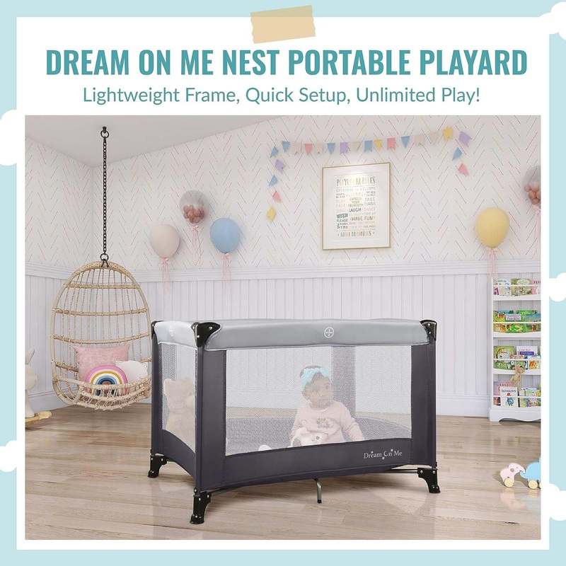Dream on Me Baby Nest Portable Play Yard (Grey) - Kidsy