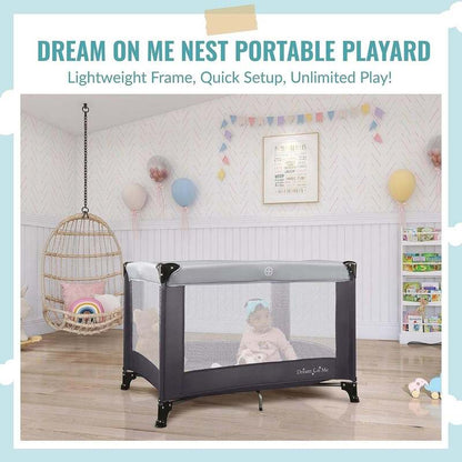 Dream on Me Baby Nest Portable Play Yard (Grey) - Kidsy