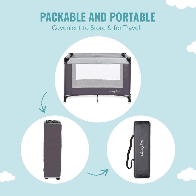 Dream on Me Baby Nest Portable Play Yard (Grey) - Kidsy