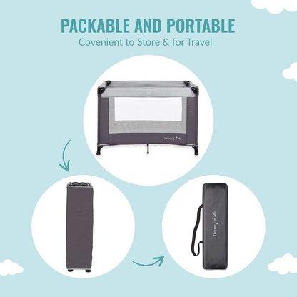 Dream on Me Baby Nest Portable Play Yard (Grey) - Kidsy