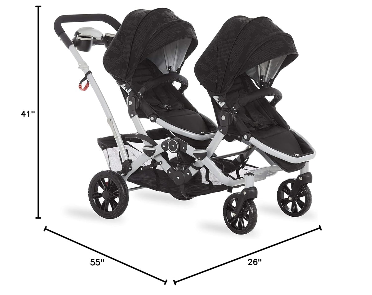 Dream on Me Baby Track Tandem Stroller - Face to Face Edition (Black & White) - Kidsy