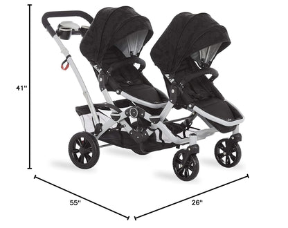 Dream on Me Baby Track Tandem Stroller - Face to Face Edition (Black & White) - Kidsy