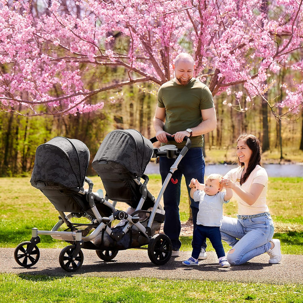 Dream on Me Baby Track Tandem Stroller - Face to Face Edition (Black & White) - Kidsy