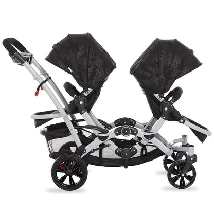 Dream on Me Baby Track Tandem Stroller - Face to Face Edition (Black & White) - Kidsy