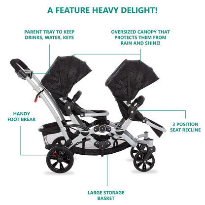 Dream on Me Baby Track Tandem Stroller - Face to Face Edition (Black & White) - Kidsy