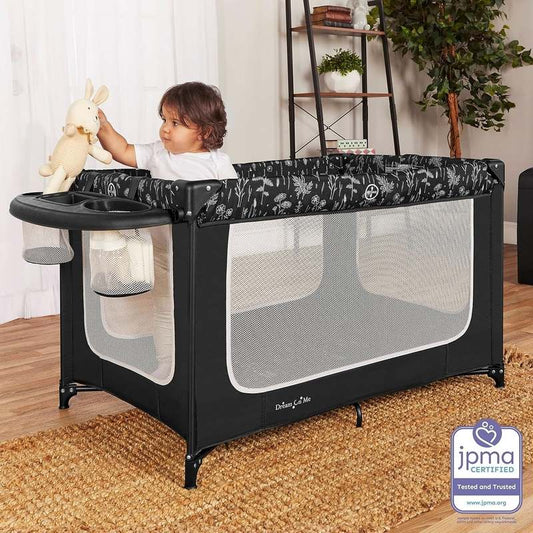 Dream On Me Emily Rose Deluxe Playard (Black) - Kidsy