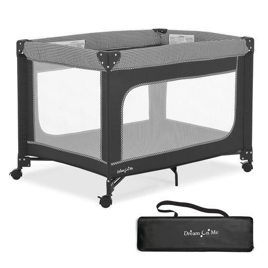 Dream On Me EZGo Portable Playard with Carry Bag (Black & White) - Kidsy