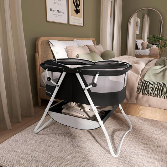 Dream On Me Karley Bassinet, Award Winner Lightweight Travel Baby Bassinet, Foldable Bedside Sleeper (Black) - Kidsy