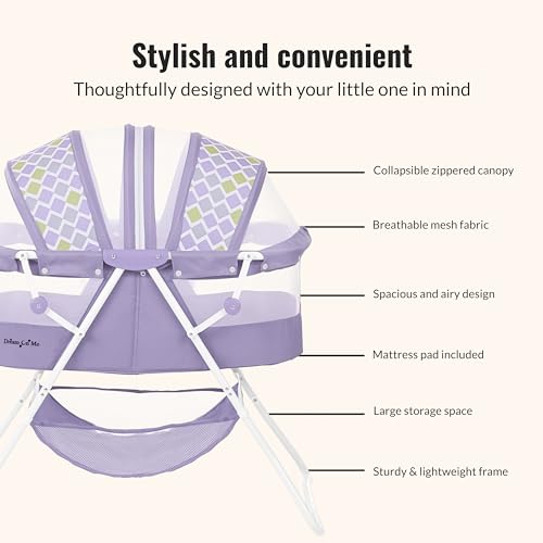 Dream On Me Karley Lightweight Travel Baby Bassinet (Periwinkle) - Kidsy