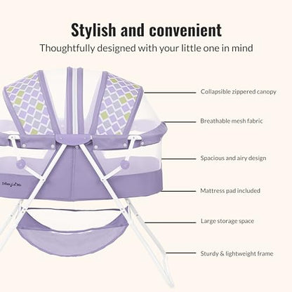 Dream On Me Karley Lightweight Travel Baby Bassinet (Periwinkle) - Kidsy