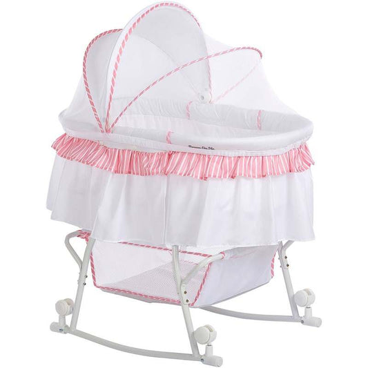 Dream On Me Lacy Portable 2 - in - 1 Bassinet & Cradle (Pink and White) - Kidsy