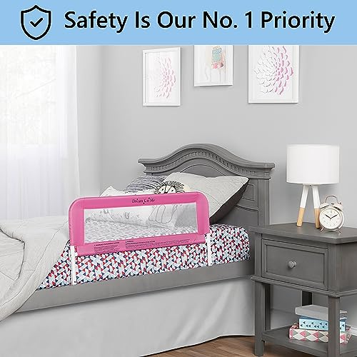 Dream On Me Lightweight Mesh Security Adjustable Bed Rail (Blush Pink) - Kidsy