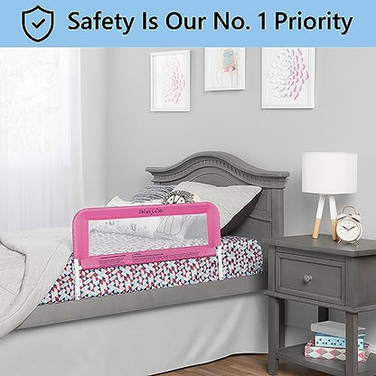 Dream On Me Lightweight Mesh Security Adjustable Bed Rail (Blush Pink) - Kidsy