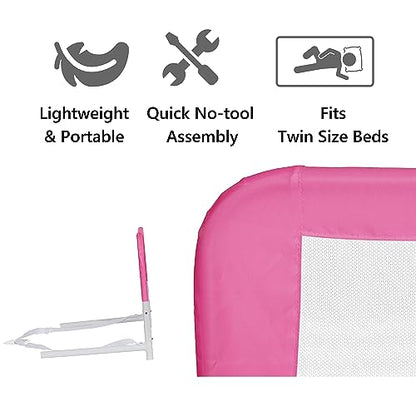 Dream On Me Lightweight Mesh Security Adjustable Bed Rail (Blush Pink) - Kidsy