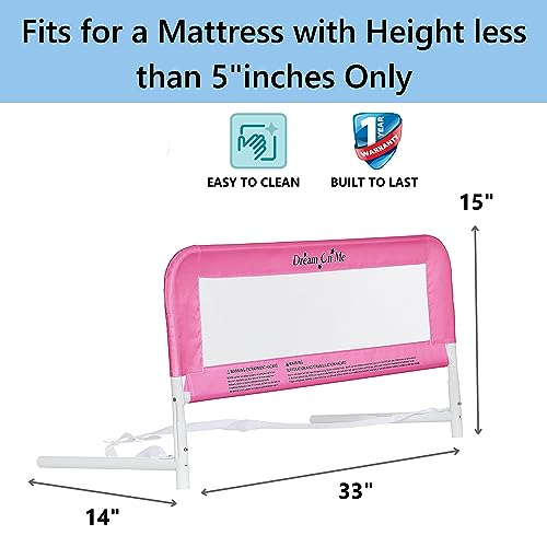 Dream On Me Lightweight Mesh Security Adjustable Bed Rail (Blush Pink) - Kidsy