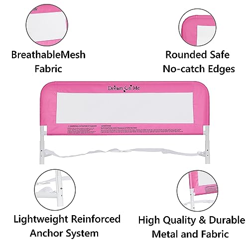 Dream On Me Lightweight Mesh Security Adjustable Bed Rail (Blush Pink) - Kidsy