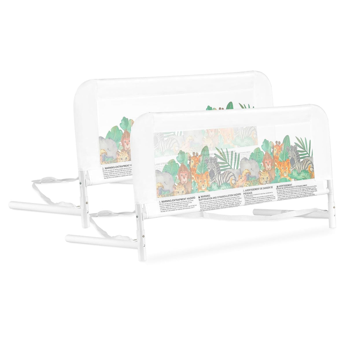 Dream On Me Lightweight Mesh Security Adjustable Bed Rail Double Pack (Jungle Print) - Kidsy