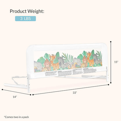Dream On Me Lightweight Mesh Security Adjustable Bed Rail Double Pack (Jungle Print) - Kidsy