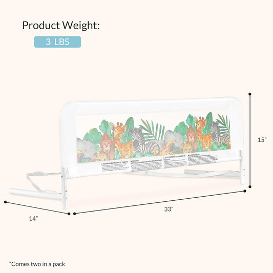 Dream On Me Lightweight Mesh Security Adjustable Bed Rail Double Pack (Jungle Print) - Kidsy
