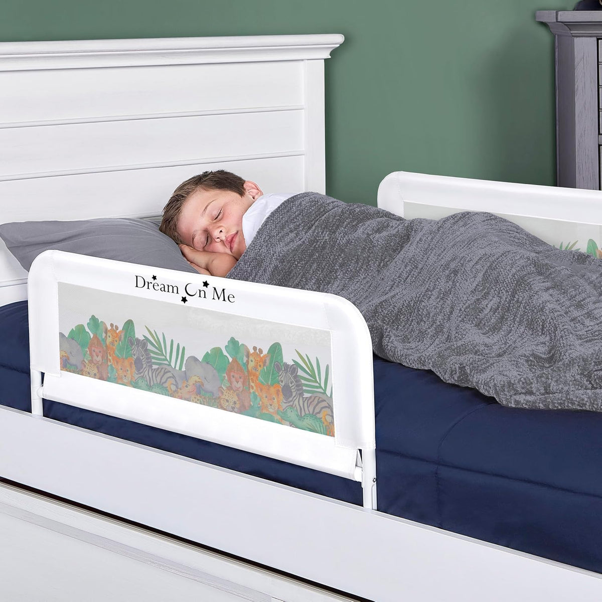Dream On Me Lightweight Mesh Security Adjustable Bed Rail Double Pack (Jungle Print) - Kidsy