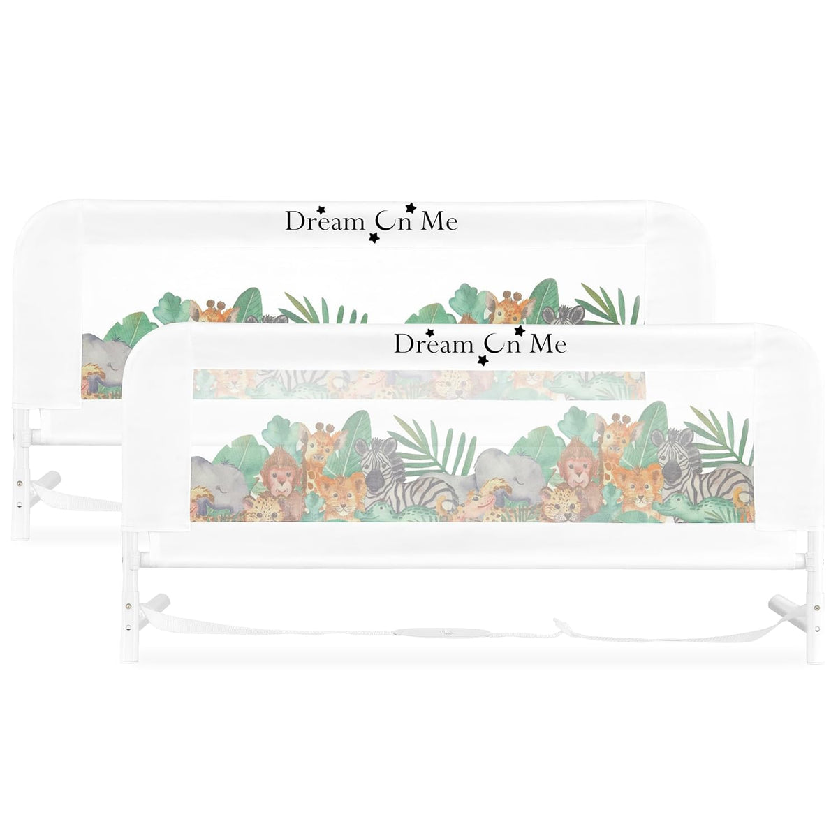 Dream On Me Lightweight Mesh Security Adjustable Bed Rail Double Pack (Jungle Print) - Kidsy