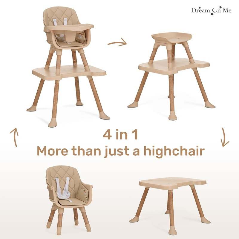 Dream On Me Luna 4 - in - 1 Convertible Baby High Chair (Beige) - Kidsy