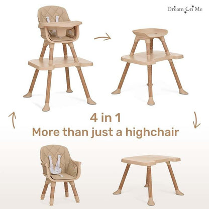 Dream On Me Luna 4 - in - 1 Convertible Baby High Chair (Beige) - Kidsy