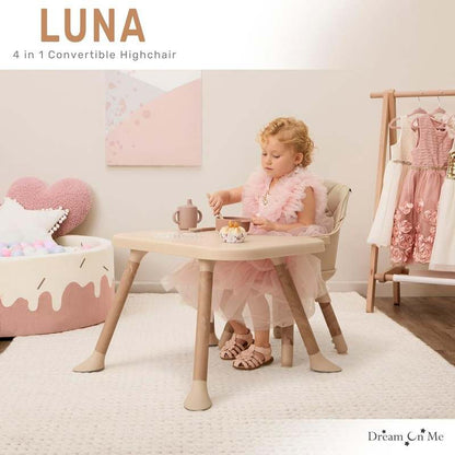 Dream On Me Luna 4 - in - 1 Convertible Baby High Chair (Beige) - Kidsy