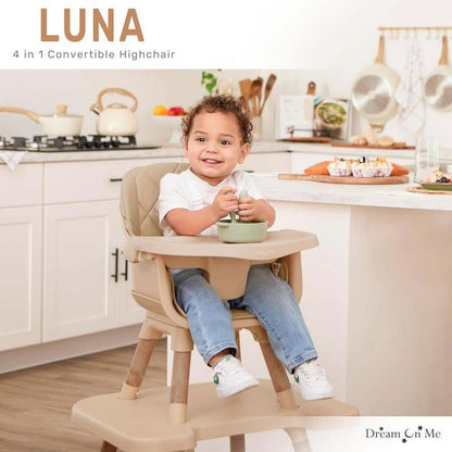 Dream On Me Luna 4 - in - 1 Convertible Baby High Chair (Beige) - Kidsy
