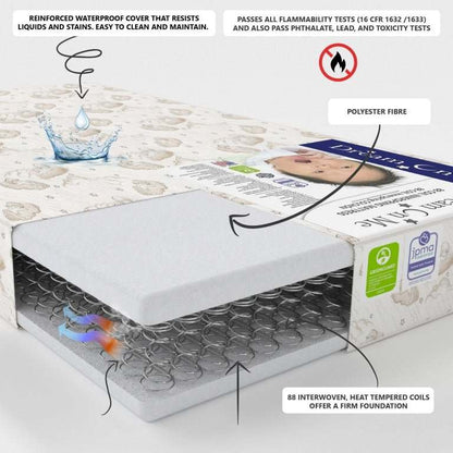 Dream On Me Mattress – Crib & Toddler Twilight w/Vinyl Cover (Beige) - Kidsy