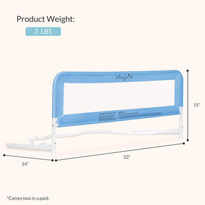 Dream On Me Mesh Adjustable Bed Rail - 2 Pack (Blue) - Kidsy