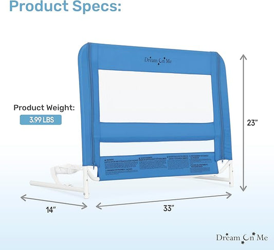 Dream On Me Mesh Security Adjustable Toddler Bed Rail (Blue) - Kidsy
