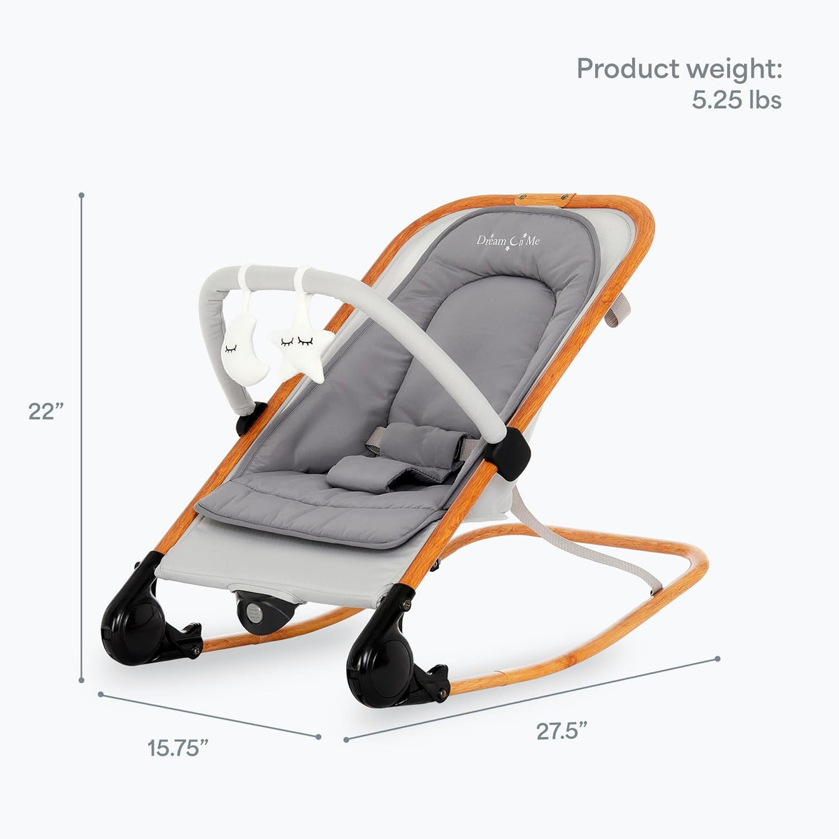 Dream On Me Rock On Me 2-in-1 Baby Rocker & Stationary Seat (Grey) - Kidsy