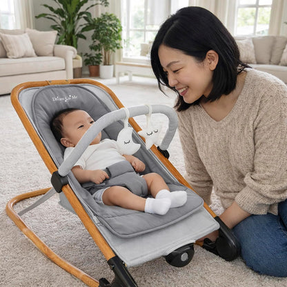 Dream On Me Rock On Me 2-in-1 Baby Rocker & Stationary Seat (Grey) - Kidsy