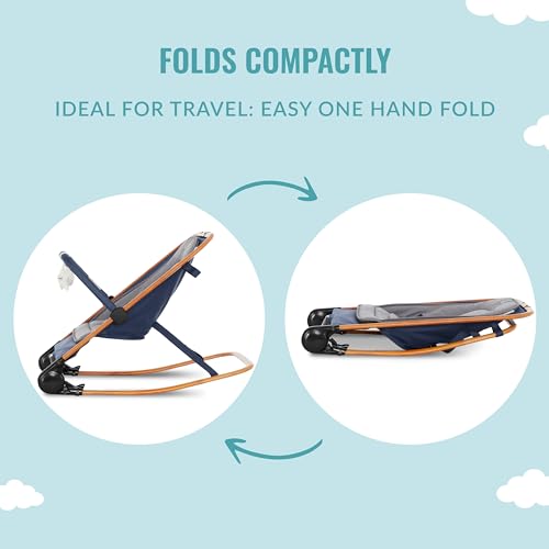 Dream on Me Rock With Me 2 - in - 1 Baby Rocker and Stationary Seat (Blue) - Kidsy