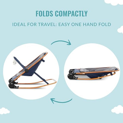 Dream on Me Rock With Me 2 - in - 1 Baby Rocker and Stationary Seat (Blue) - Kidsy