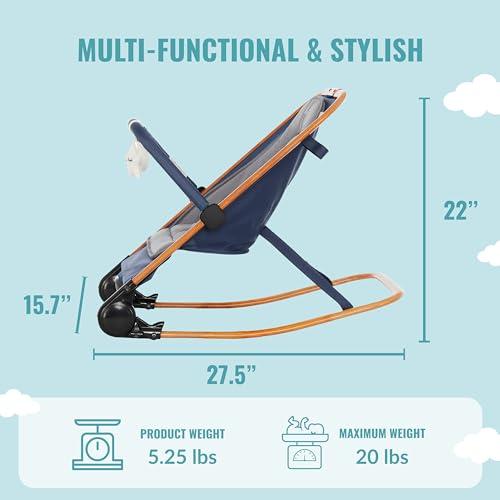 Dream on Me Rock With Me 2 - in - 1 Baby Rocker and Stationary Seat (Blue) - Kidsy