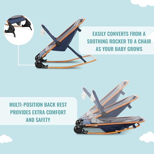 Dream on Me Rock With Me 2 - in - 1 Baby Rocker and Stationary Seat (Blue) - Kidsy