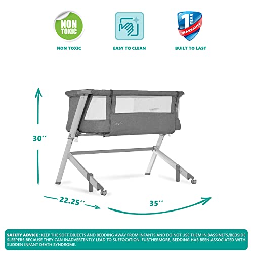 Dream On Me Skylar Bassinet and Bedside Sleeper (Grey) - Kidsy
